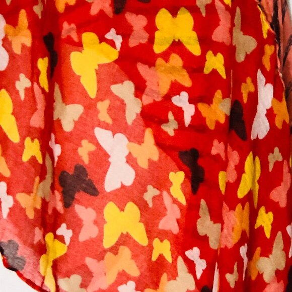 red pink scarf butterfly stripped sheer multi color orange READ - Picture 4 of 7